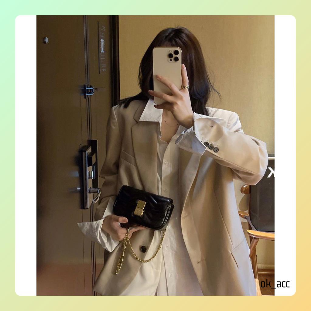 BARU Tas Selempang Kulit Wanita Cewek Dompet Hp Rantai Luxury Mini Bag FT44 17 x 12 x 5.5 cm