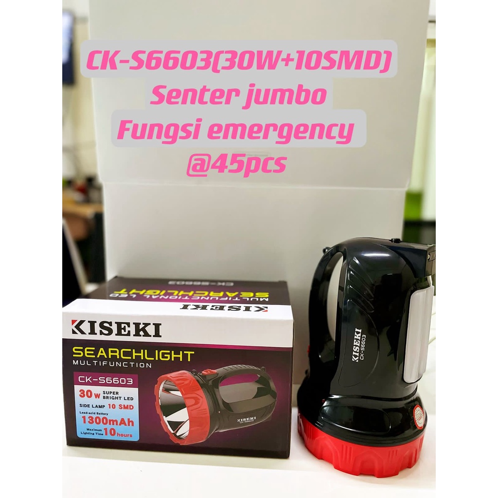 Kiseki Senter led jumbo CK S6603 30w baterai lhitium 1300mAh super terang tahan lama hingga 10jam | Senter jumbo multifungsi KISEKI-CK-S6603 Cahaya Putih Bisa Lampu Meja | FMS