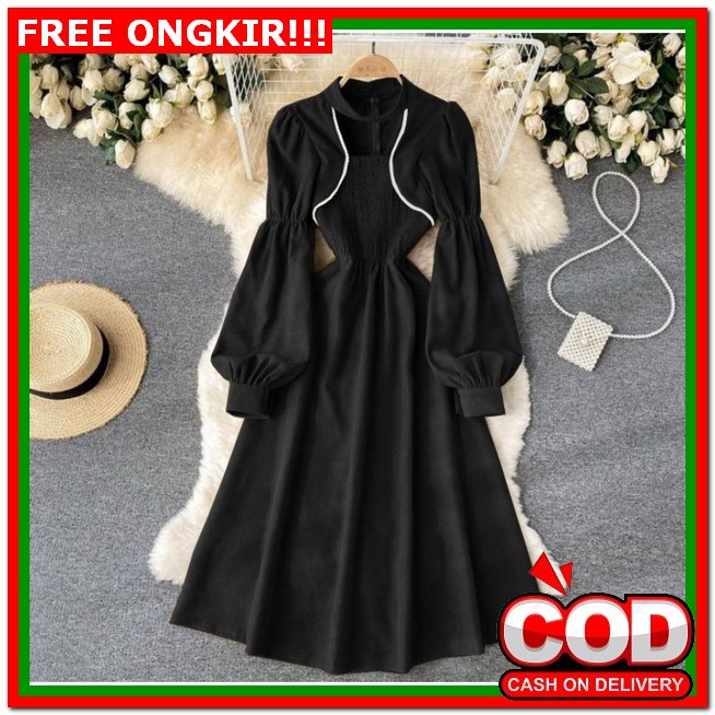Dress Lorenza Fashion Pakaian Wanita Gaun Dress 2In1 Inner Dan Outer / Eloise Set Dress Natalan / El