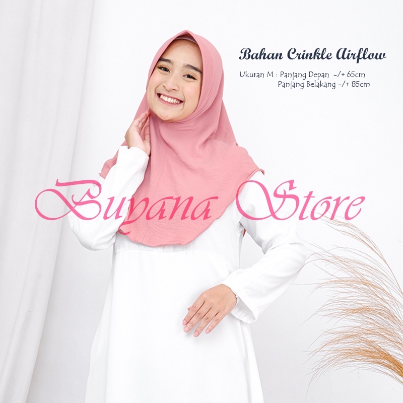 Hijab Bergo Pinguin Crinkle Airflow Simple Pet Jilbab Oval Crinkle Airflow