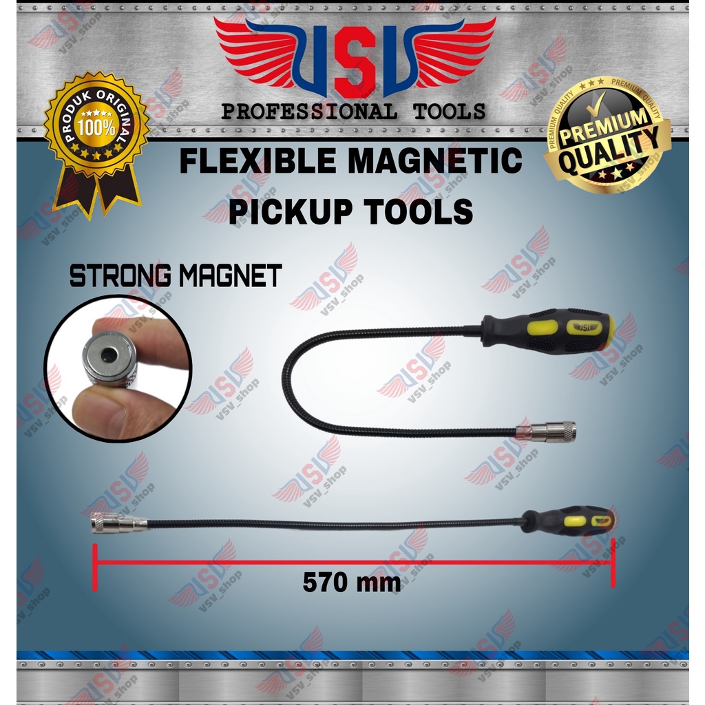 VSV Stick Magnet FLEXIBLE Magnetic Pickup Tool Tongkat Magnet Dengan LED