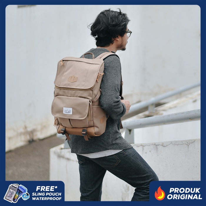 GALARDO KHAKI ORIGINAL x ATVA ATVA Tas Ransel Casual Pria Daily Backpack Kuliah Kampus Kerja Kantor Sekolah SMA SMK Remaja Dewasa Tas Punggung Laptop Ukuran Besar 14 15 16 Inch Bagpack Distro USB Charger Premium Outdoor Travel Traveling Bag Keren Terbaru