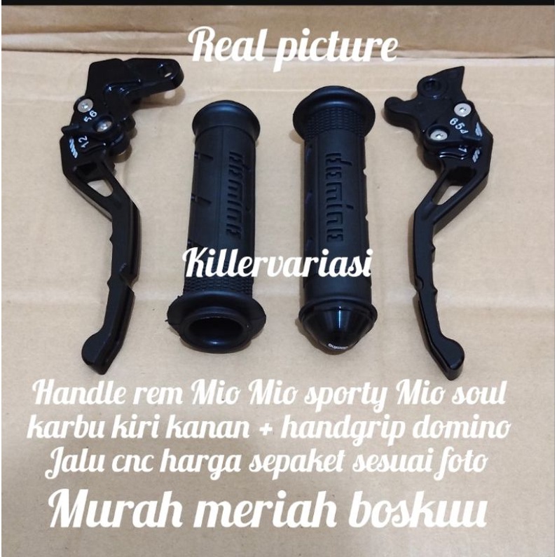 paket handle rem Mio Mio sporty Mio soul karbu handle rem kiri kanan + handgrip Jalu cnc sesuai foto harga sepaket