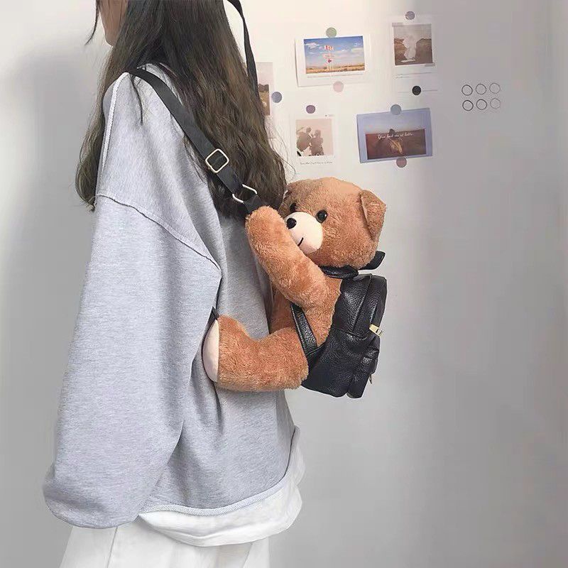 Sera Jepang boneka beruang jelek yang lucu tas sekolah boneka mewah ransel Shi Yan ransel yang sama