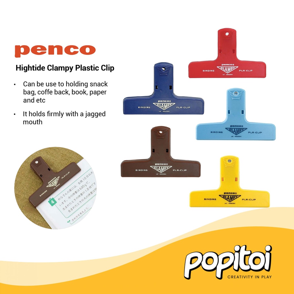 

Hightide Penco Clampy Plastic Clip Klip Plastik Pembatas Buku Bookmark Snack