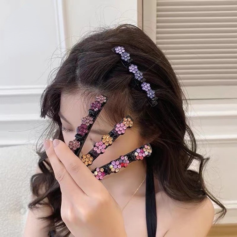 Side Bangs Clip Sweet Pearl Flower Braid Hairpins Elegant Tooth-shaped Popular Hair Claw Flower Braided Simple Headwear Hair Clips Vintage for Women Girls