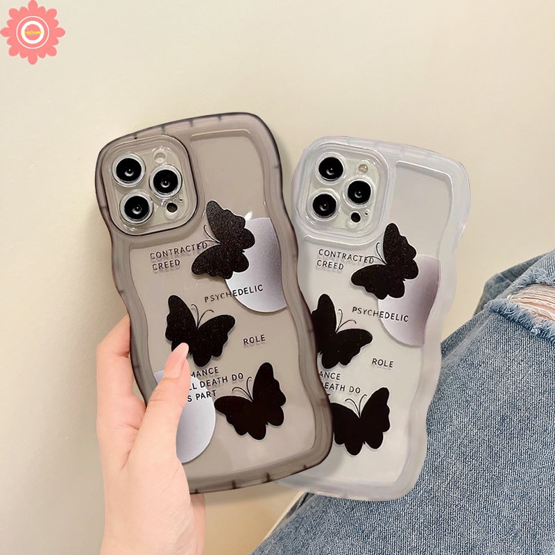 Romance Butterfly Cute Case Samsung A32 A04 A14 A03s A04s A12 A13 A52s A04E A50 A22 A23 A53 A33 A50s A02s A30s A21s A20 A51 A03 A52 M22 M12 A31 A11 Lembut TPU Penutup Tepi Bergelombang