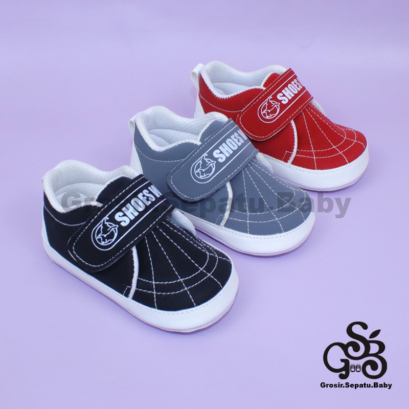 prewalker sepatu bayi laki laki perempuan umur 2 - 12 bulan model casual SPIDER polos ringan &amp; fleksibel