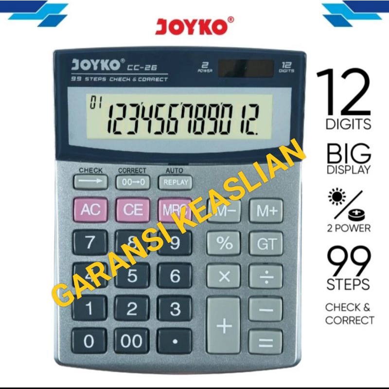 

Calculator Kalkulator Joyko CC-26 12 Digits Check Correct