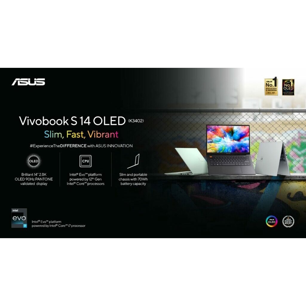 Laptop ASUS VivoBook S14 OLED K3402ZA Evo i7 12700H 16GB 1TB ssd Iris Xe 14.0&quot;2.8K OLED Windows11+OHS 21