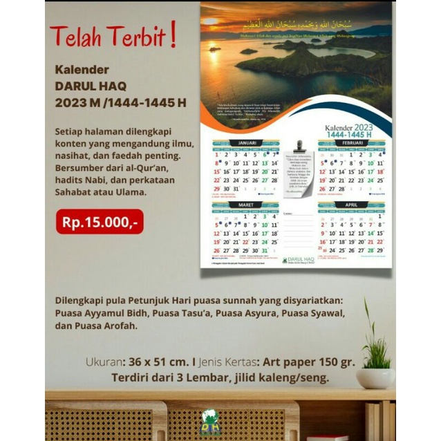 

Kalender Dinding Nasehat Darul Haq 2023 M 1444 - 1445 H, di dalamnya berisi ilmu, nasihat, dan faedah penting. Kalender Islam Kalender Hijriah Kalender Pemandangan Alam