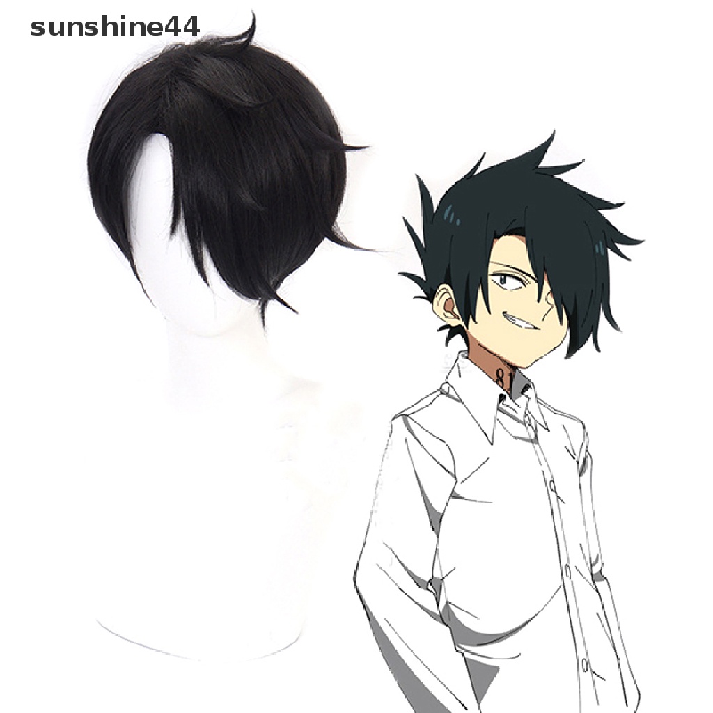 Sunshine Wig / Rambut Palsu Anime Yakusoku no Neverland The Promised Neverland Ray Pendek Warna Hitam Untuk Cosplay