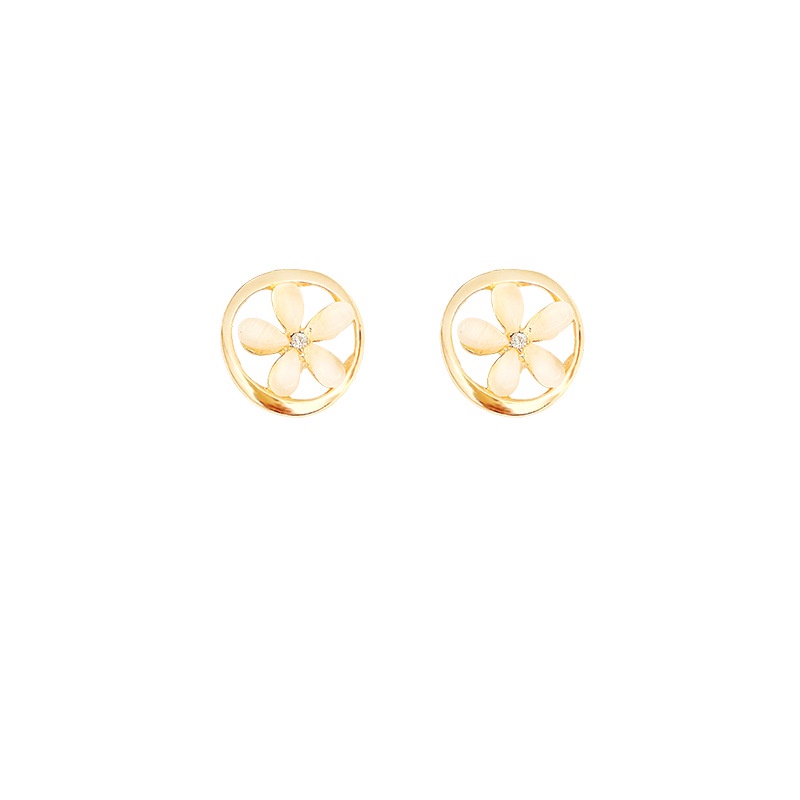 Anting Tusuk Desain Bunga Opal Geometri Hollow out Bahan 925 silver