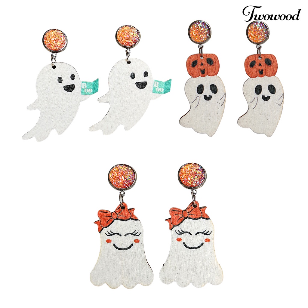 1 Pasang Anting Desain Labu Halloween Untuk Dekorasi Pesta