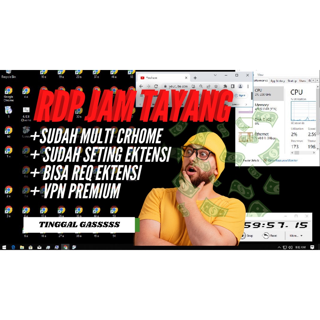 Bergaransi (GGP) RDP WINDOWS SETCLONE MURAH 16GB 32GB 64GB FULL GARANSI BISA PERPANJANG Termurah di