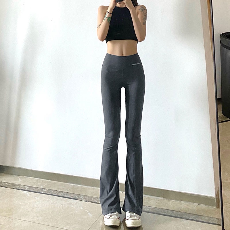 Red Rapcopter American-style basic slim-fit trousers women s elastic high-waist letter all-match thin sports casual pants