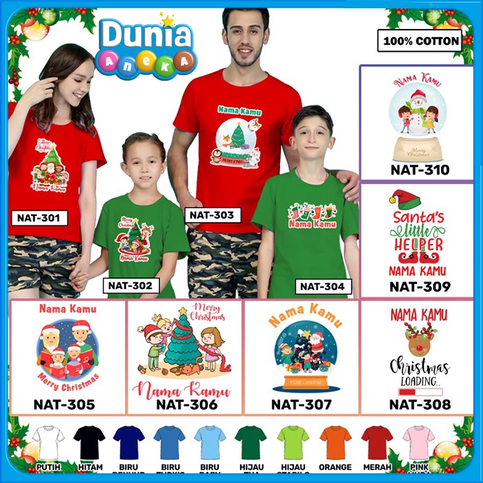 BAJU KAOS ANAK NATAL BANYAK MOTIF (FREE TULISAN/NAMA) PART 1