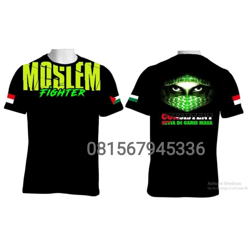 kaos palestina sablon keren murah moslem fighter model jahitan palestine