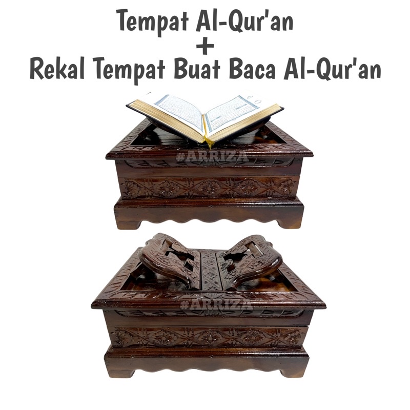 TEMPAT KITAB AL-QURAN + REKAL TEMPAT MEMBACA AL QURAN KAYU JATI ASLI