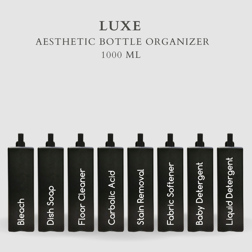 PREMIUM LUXE Liquid Laundry Botol HITAM 1000 ml Aesthetic Bottle Organizer Botol refill tempat penyimpanan cairan laundry dan kebersihan botol isi ulang botol sabun cuci piring botol sabun botol pump botol anak bathroom organizer bathroom amenities