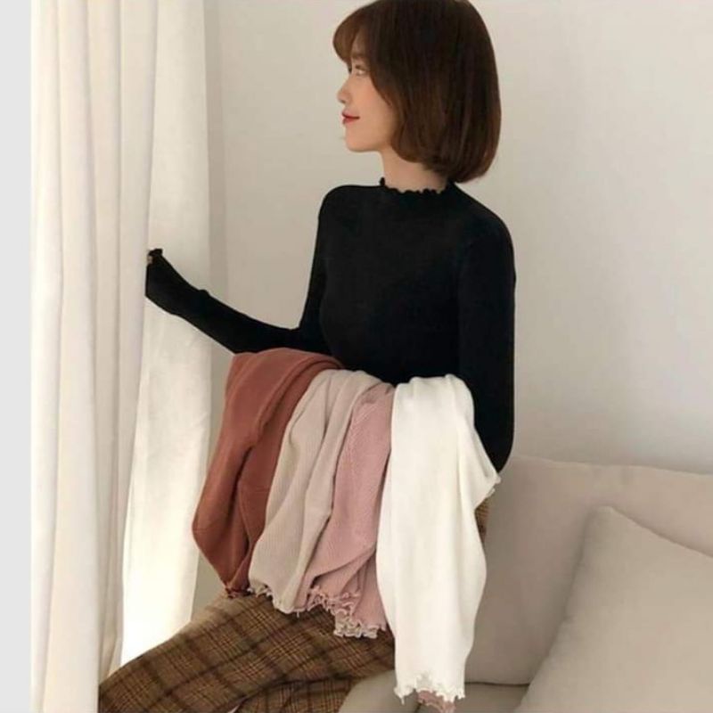 SWEATER TURTLE NECK DAISY CURLY SWEATER RAJUT TURTLENECK KRIWIL JUMBO 40 - 95 KG STRECHY