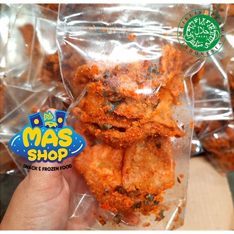 Kerupuk Kulit Ayam Crispy Pedas daun jeruk 50gram Keripik kulit crispy kriuk original gurih jajanan kulit ayam kfc