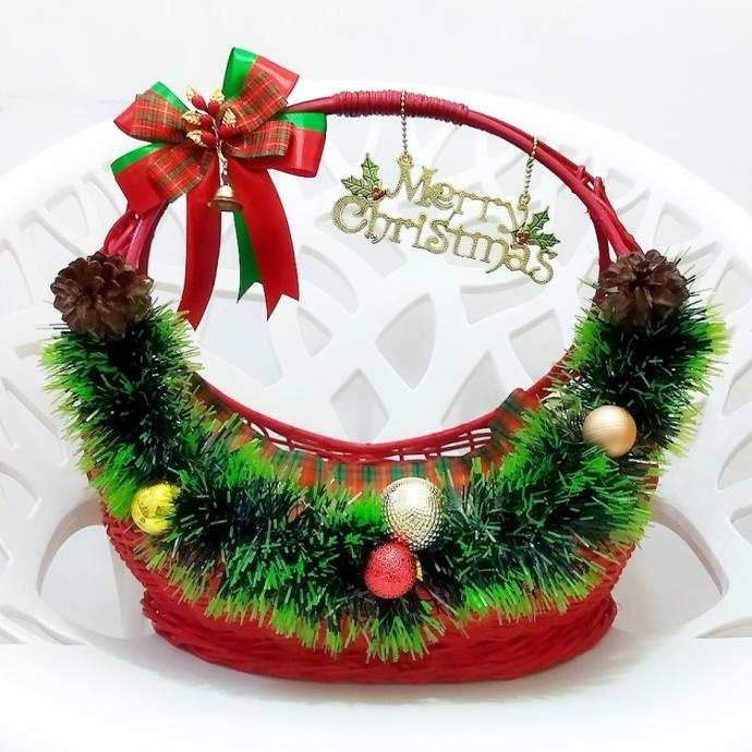 Keranjang Hampers Natal Rotan / Keranjang Parcel Natal Ukuran Besar Storannejaa