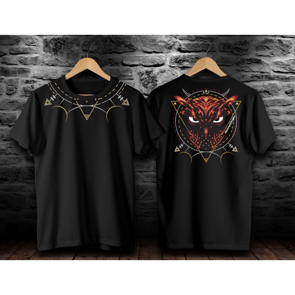 Kaos Tshirt Pria Red Owl Hitam Distro Lengan Pendek Motif Sablon Bergambar Keren Baju Kaos Viral Baju kaos anime