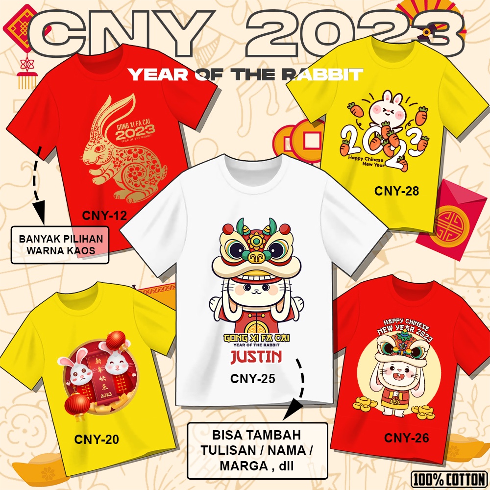 Baju Kaos ANAK DAN DEWASA SINCIA IMLEK CHINESE NEW YEAR COUPLE (FREE NAMA)