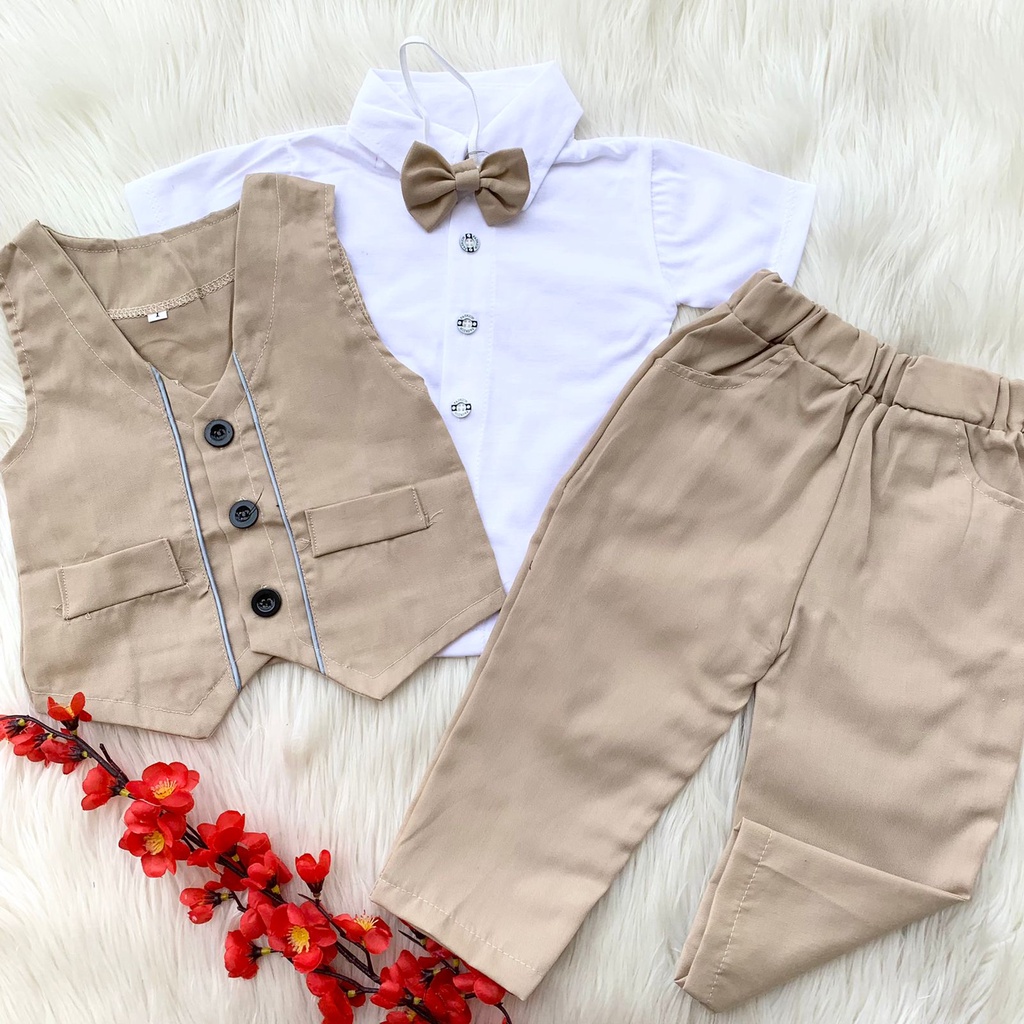 baju setelan kemeja vest celana panjang keren pesta kondangan afashion anak bayi cowok murah -nes