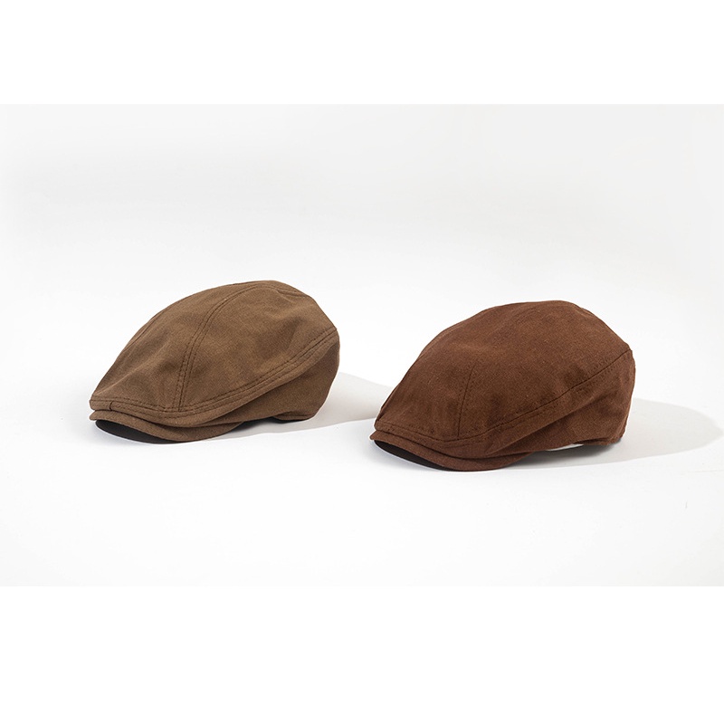 Topi Baret Bahan Linen Breathable Gaya Retro Vintage Untuk Pria Dan Wanita