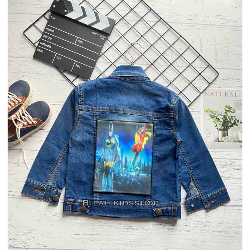 JAKET JEANS 3D SUPERHERO ANAK LAKI LAKI LENGAN PANJANG