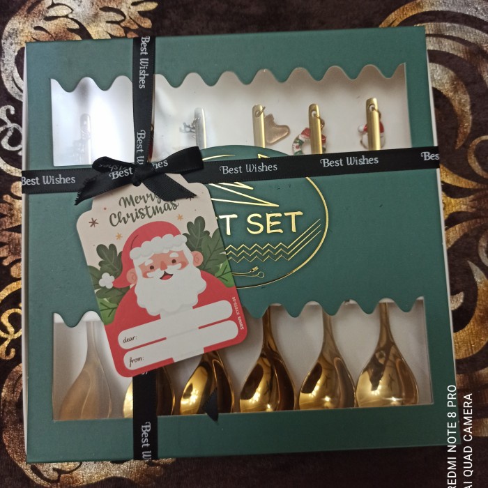 

(COD) hampers natal kado natal mewah sendok set gold