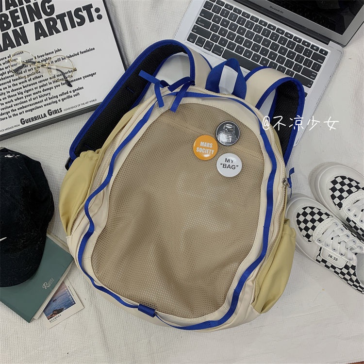 ✿❁Tas sekolah ulzzang asli desain ceruk Jepang ins berkapasitas besar ransel ringan ransel gadis retro