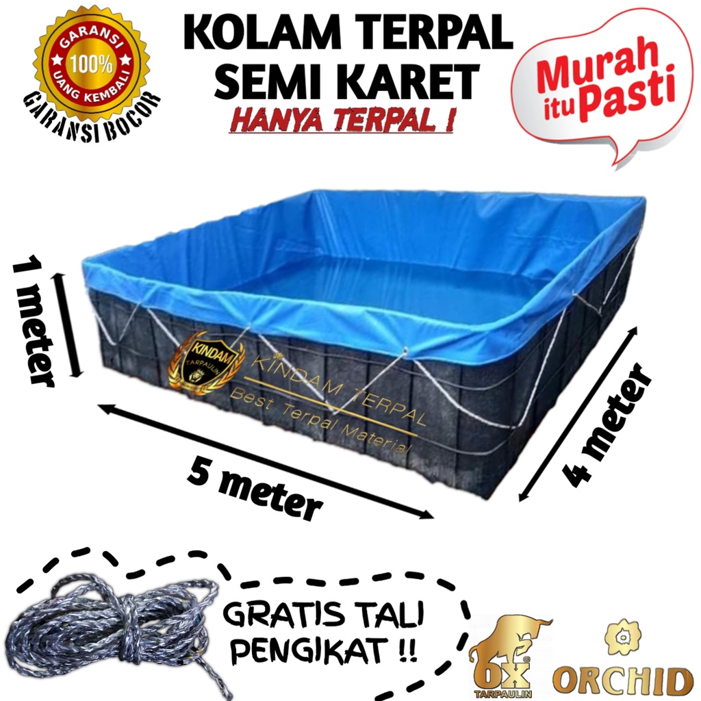TERPAL KOLAM 5x4x1 ORCHID SEMI KARET BERGARANSI MURAH | KOLAM TERPAL IKAN LELE, NILA, GURAME