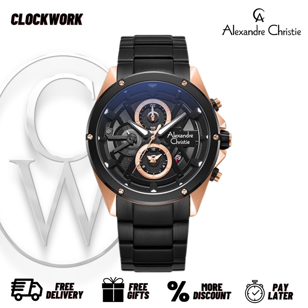 Jam Tangan Alexandre Christie AC 6620 MC BBRBA Pria Rantai ORIGINAL