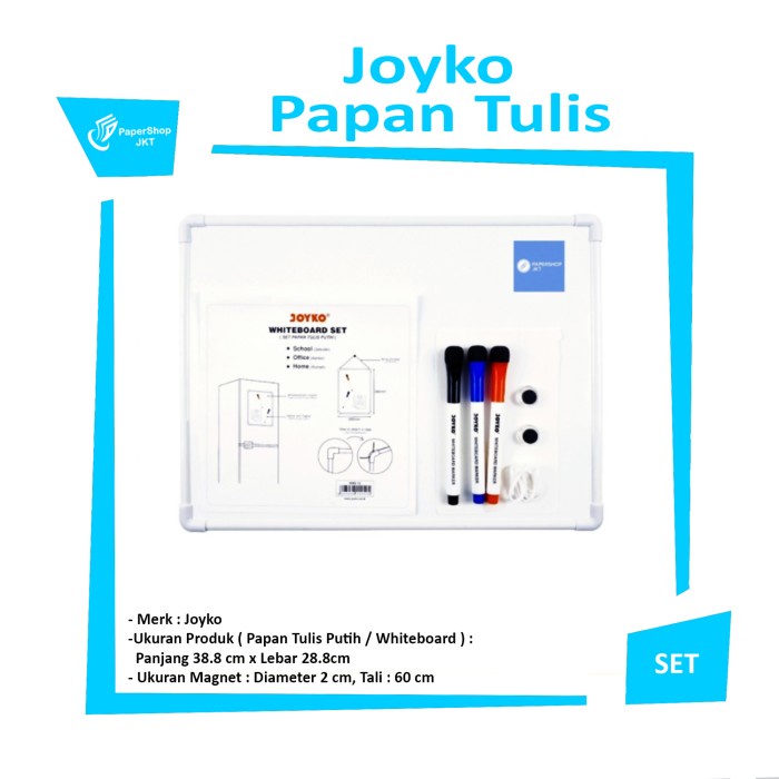 

Papan Tulis Joyko Whiteboard Set Papan Tulis Putih Wbs-10 [ Set ]