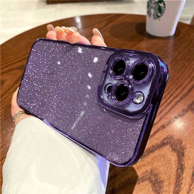 Soft Case Silikon Motif Glitter Untuk iPhone 14 13 12 11 Pro Max