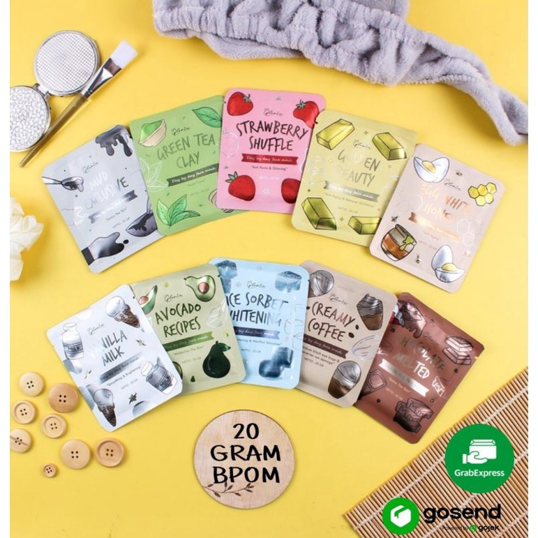 20 Gram (KEMASAN BARU) BPOM MASKER LEA GLORIA MASK 20 GRAM BUBUK MASKER ORGANIK