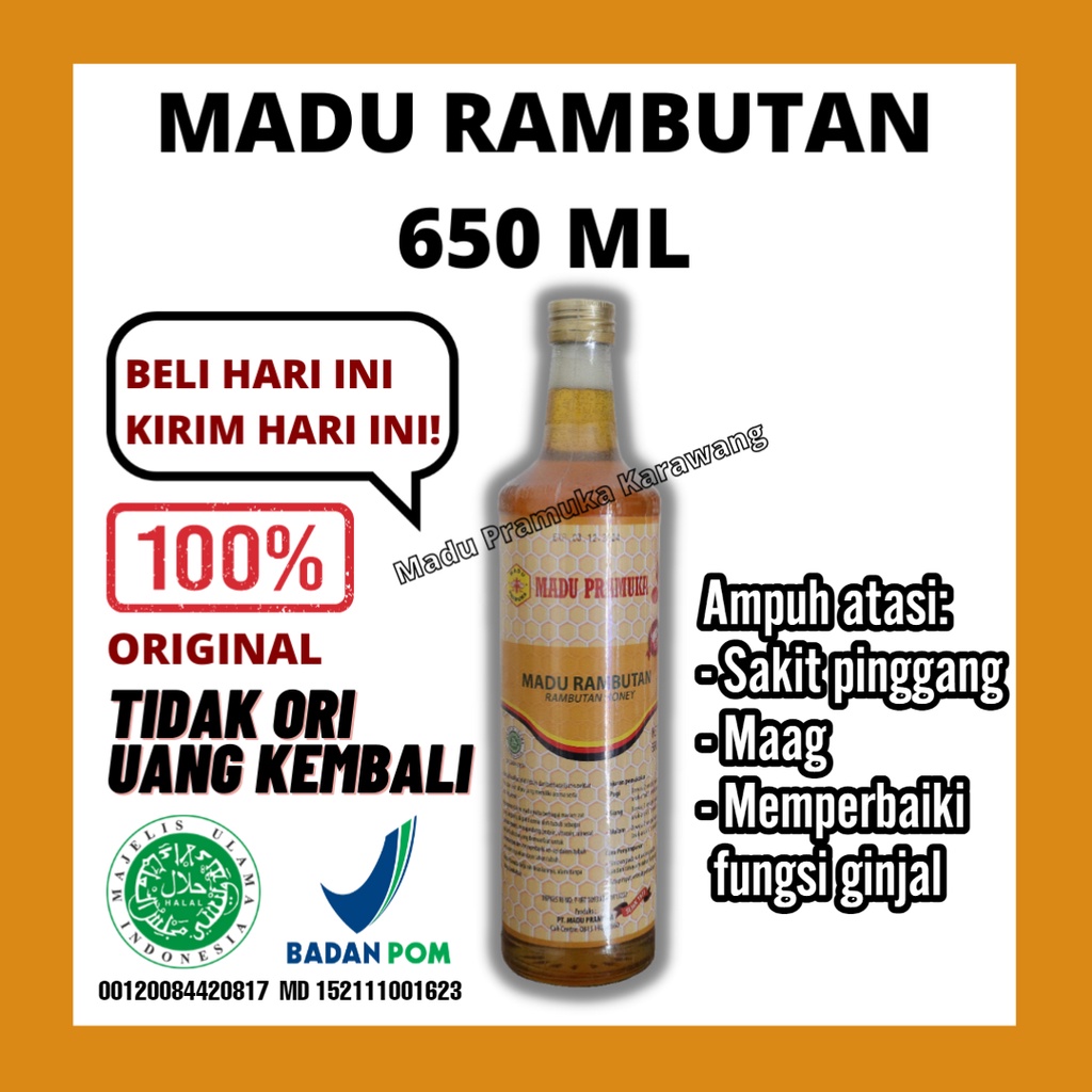 

MADU ASLI MADU ORIGINAL MADU PRAMUKA RAMBUTAN 650 ML