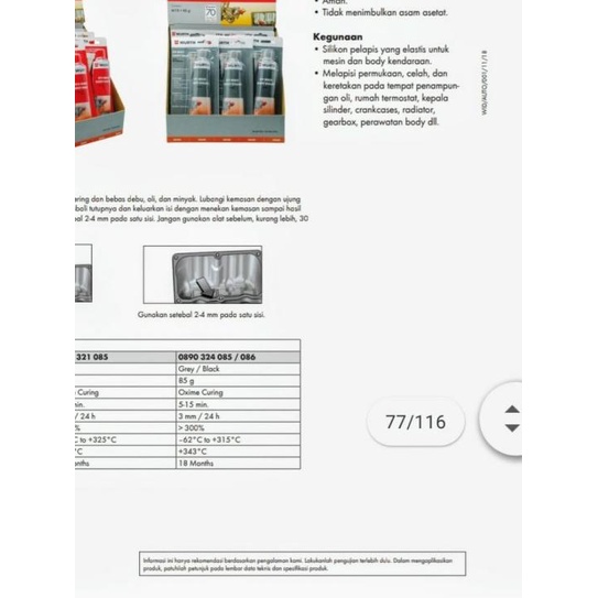 

Wurth RTV Multi Gasket Sealant - Lem Packing Mobil Motor Tahan Panas
