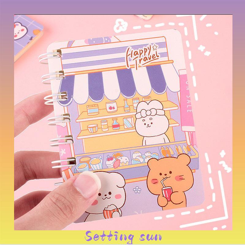 A7 Buku kecil Kartun mini notebook ring motif buku tullis kecil lucu notebook ring motif Perlengkapan sekolah TN