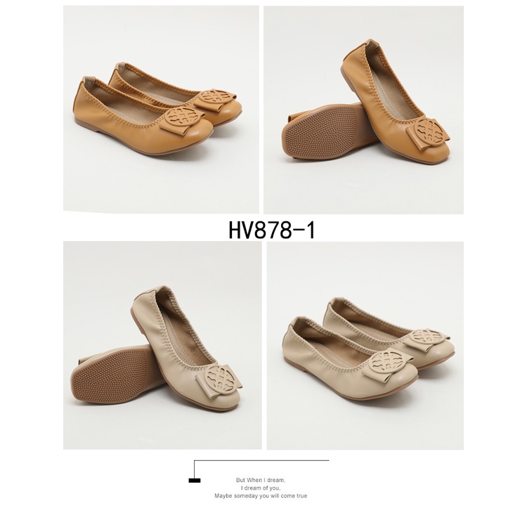 HELIVA TIFFANY Slip On Shoes Bahan Kulit Strech Fit Ballerina Sepatu Flat Teplek Ujung Bulat HV878-1 Original Brand