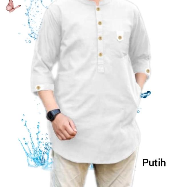 Baju Kemeja Koko Qurta Pria Muslim - Orange, M