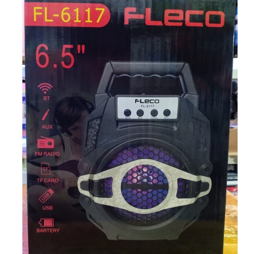 PROMO!!! SPEAKER BLUETOOTH PORTABLE FLECO FL-6117 LED/USB/MP3/AUX GRATIS MICROPHONE