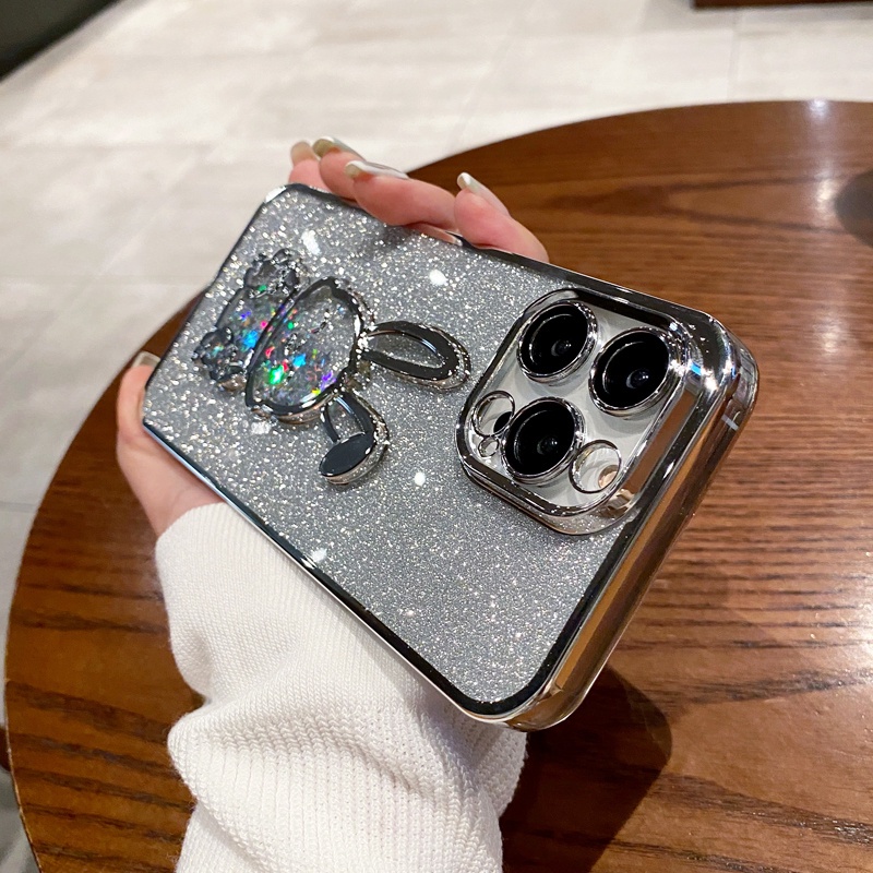 Soft case Pelindung Lensa Kamera shockproof Motif Kartun Kelinci Untuk iphone 14 pro max 14 plus 11 13 12 pro mx Cute fun 3D cartoon fully enclosed protection soft case