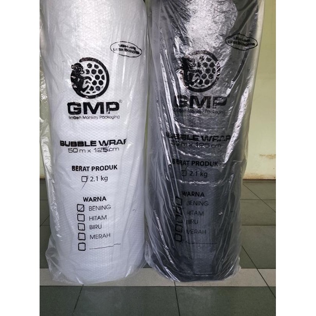 

Bubble Wrap Roll GMP UKURAN 125CM X 50M - Hitam & Bening | GMP - Bening, 2.1 KG