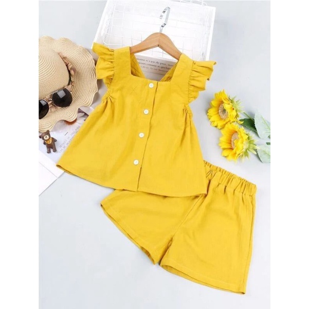 Setelan Afika Ruffle Tee 1-2 Tahun / Setelan Hotpants Anak Balita Tank Set