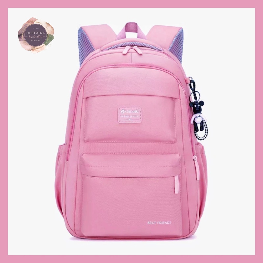 Tas Ransel Perempuan Model Deefaira Polos Stylish Backpack Remaja Untuk Sekolah Sd Smp Sma