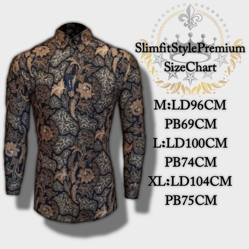 Batik Pria Slim fit Baju Batik Pria Premium Kemeja Batik Lengan Panjang Seragam Dinas